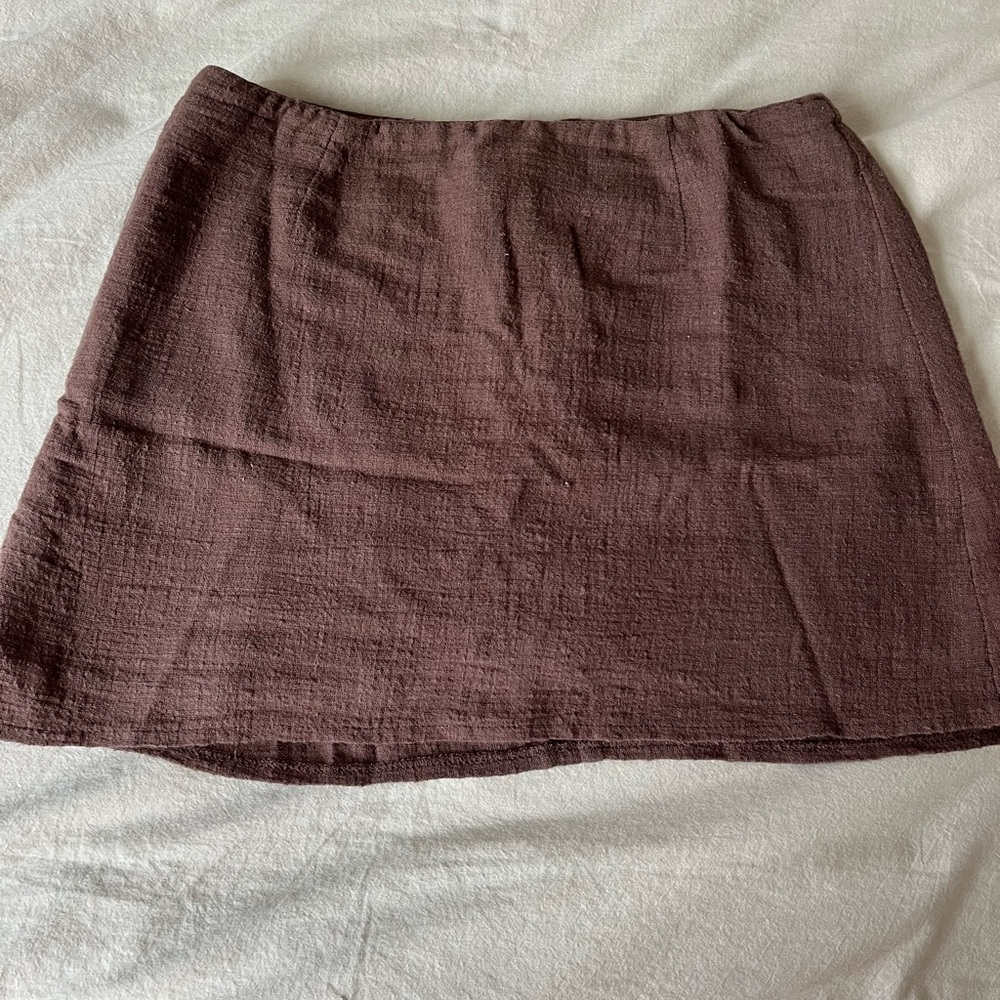 Brown White Fox Mini skirt